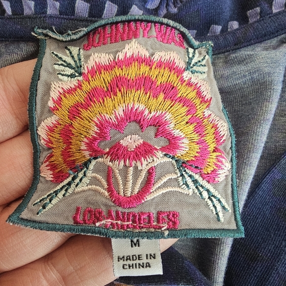 Johnny Was Willowa Polo Tunic Dress Size M Floral Boho Button Front Bamboo Blend - Picture 9 of 11